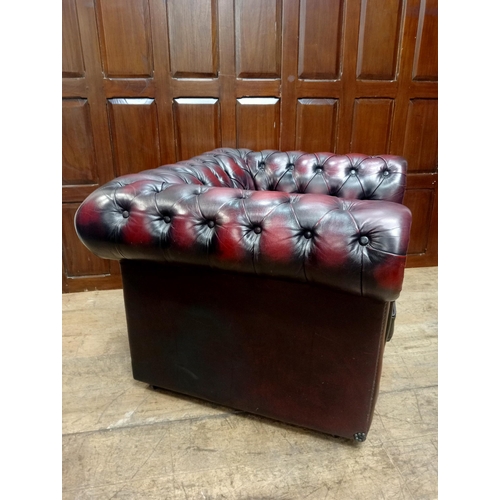 397A - Hand quilted Chesterfield club chair on casters {H 70cm x W 97cm x D 84cm } - NOT AVAILABLE TO VIEW ... 