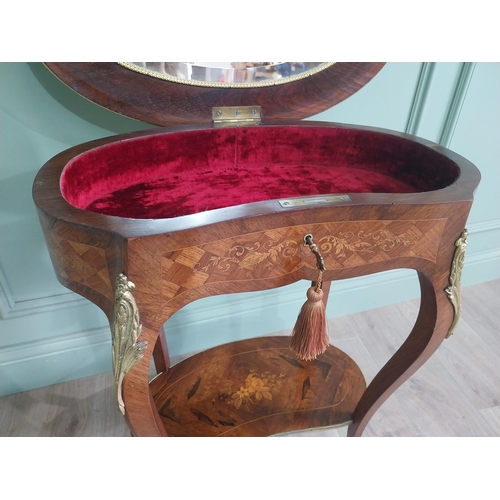 40 - Exceptional quality 19th C. Louis Revival inlaid kingwood jewellery table with single drawer in the ... 