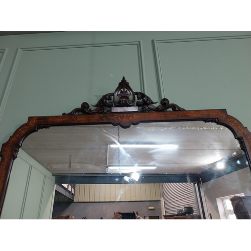 404 - Good quality burr walnut and satinwood inlaid cabinet with mirrored back raised on platform base