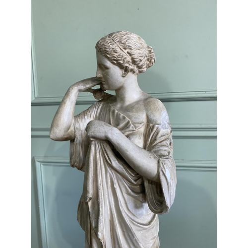 408 - 19th C. plaster statuette of Diana of Gabi with a brass Paris collection inset label {72 cm H x 22 c... 