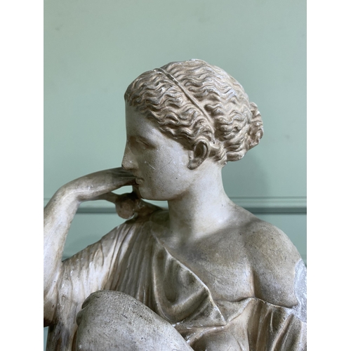 408 - 19th C. plaster statuette of Diana of Gabi with a brass Paris collection inset label {72 cm H x 22 c... 