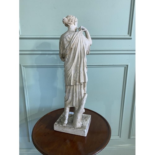 408 - 19th C. plaster statuette of Diana of Gabi with a brass Paris collection inset label {72 cm H x 22 c... 