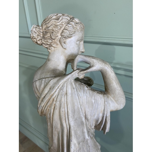 408 - 19th C. plaster statuette of Diana of Gabi with a brass Paris collection inset label {72 cm H x 22 c... 