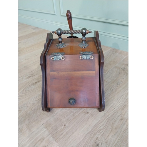 420 - Edwardian mahogany coal scuttle with copper fittings {43 cm H x 31 cm W x 45 cm D}.