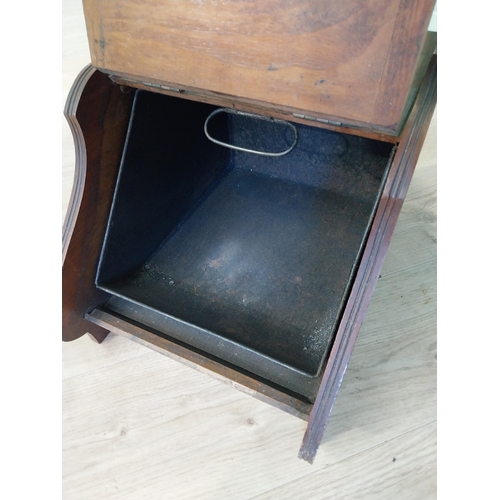 420 - Edwardian mahogany coal scuttle with copper fittings {43 cm H x 31 cm W x 45 cm D}.