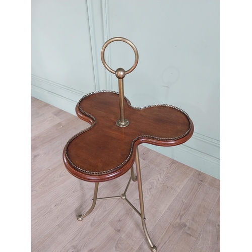 423 - Good quality Victorian mahogany and brass shamrock occasional table {38 cm H x 47 cm Dia.}.