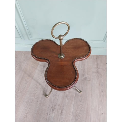 423 - Good quality Victorian mahogany and brass shamrock occasional table {38 cm H x 47 cm Dia.}.