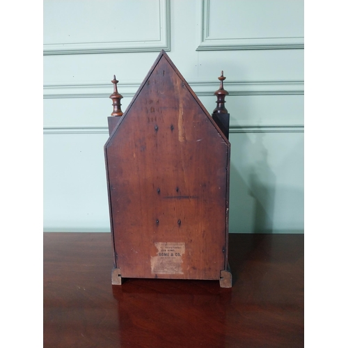 428 - 19th C. mahogany steeple clock with painted dial and painted glass panel {53 cm H x 28 cm W x 11 cm ... 