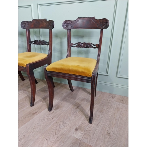 433 - Good quality set of five Regency mahogany dining chairs with upholstered seats {88 cm H x 45 cm W x ... 