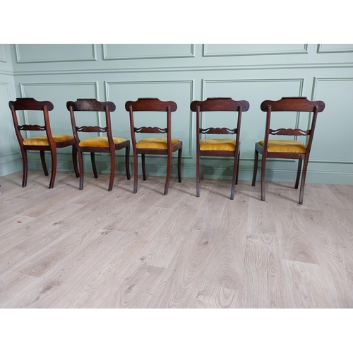 433 - Good quality set of five Regency mahogany dining chairs with upholstered seats {88 cm H x 45 cm W x ... 