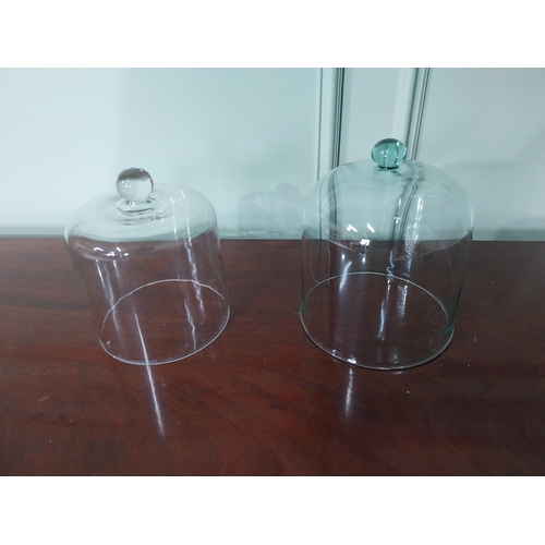 435 - Two glass cheese cloches {22 cm H x 17 cm Dia. AND 18 cm H x 15 cm Dia.}.