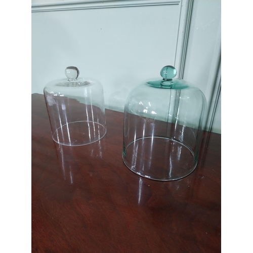 435 - Two glass cheese cloches {22 cm H x 17 cm Dia. AND 18 cm H x 15 cm Dia.}.