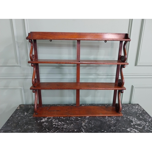 436 - 19th C. mahogany waterfall wall shelves {75 cm H x 83 cm W x 16 cm D}.