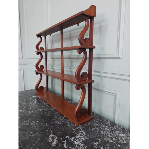 436 - 19th C. mahogany waterfall wall shelves {75 cm H x 83 cm W x 16 cm D}.