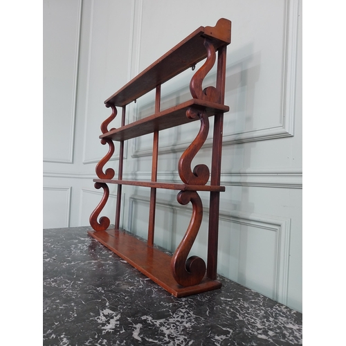 436 - 19th C. mahogany waterfall wall shelves {75 cm H x 83 cm W x 16 cm D}.