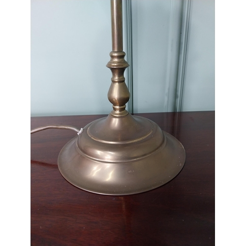 443 - Good quality early 20th C. brass table lamp with cloth shade {54 cm H x 27 cm Dia.}.