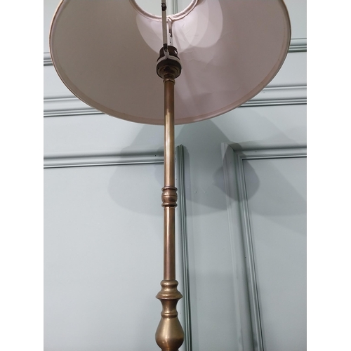 443 - Good quality early 20th C. brass table lamp with cloth shade {54 cm H x 27 cm Dia.}.