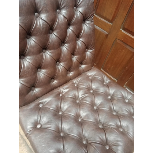 450 - Hand quilted deep buttoned rolltop leather sidechair  {H 80cm x W 60cm x D 80cm } - NOT AVAILABLE TO... 