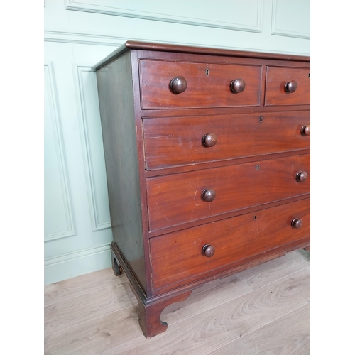 452 - 19th C. mahogany chest of drawers with two short drawers over three long graduated drawers raised on... 