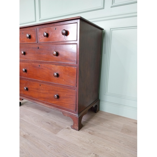 452 - 19th C. mahogany chest of drawers with two short drawers over three long graduated drawers raised on... 