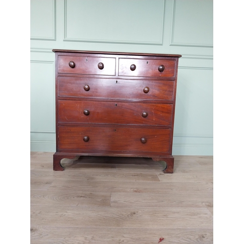 452 - 19th C. mahogany chest of drawers with two short drawers over three long graduated drawers raised on... 