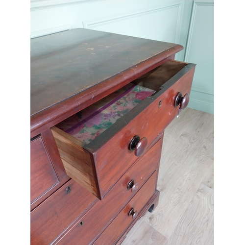 452 - 19th C. mahogany chest of drawers with two short drawers over three long graduated drawers raised on... 