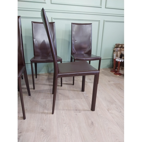 459 - Set of ten Italian Pradamano designer leather dining chairs raised on square legs {98 cm H x 44 cm W... 