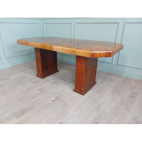 460 - Art Deco burr walnut dining table {76 cm H x 180 cm W x 90 cm D}.