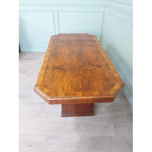 460 - Art Deco burr walnut dining table {76 cm H x 180 cm W x 90 cm D}.