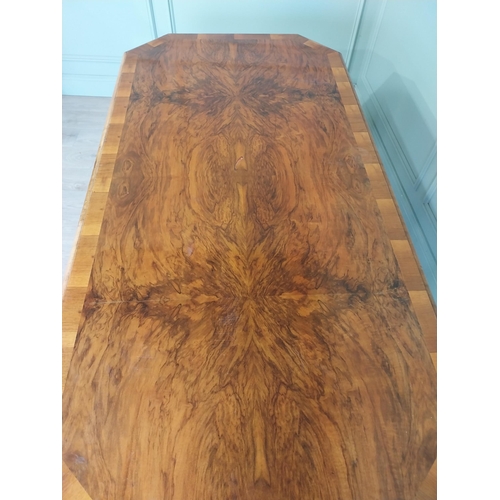 460 - Art Deco burr walnut dining table {76 cm H x 180 cm W x 90 cm D}.