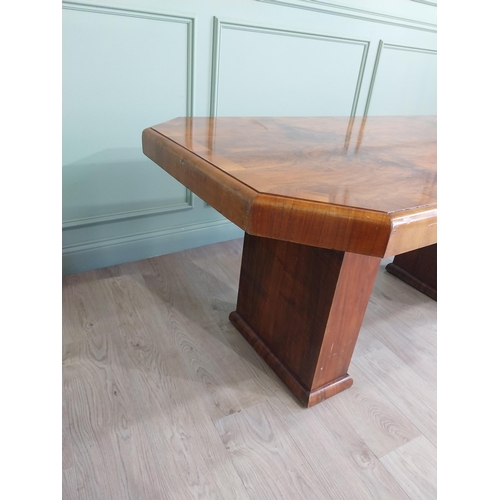 460 - Art Deco burr walnut dining table {76 cm H x 180 cm W x 90 cm D}.