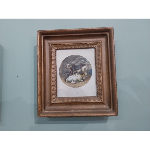 461 - Pair of E. Gambart & Co. London Cattle prints mounted in giltwood frames {24 cm H x 22 cm W}.