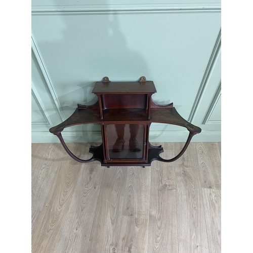 474 - 19th C. mahogany wall mounted shelves with single glazed door {79 cm H x 82 cm W x 32 cm D}.