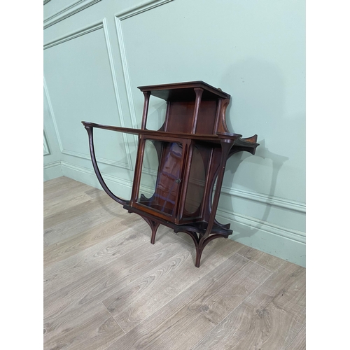 474 - 19th C. mahogany wall mounted shelves with single glazed door {79 cm H x 82 cm W x 32 cm D}.