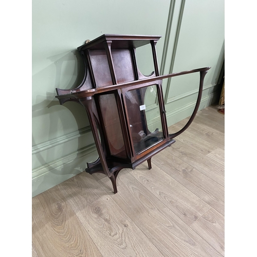 474 - 19th C. mahogany wall mounted shelves with single glazed door {79 cm H x 82 cm W x 32 cm D}.