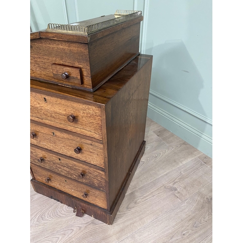 477 - 19th C. rosewood Davenport with brass gallery back, inset leather top, fitted interior and four draw... 