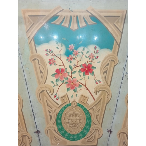 479A - Three carasol hand painted panels {Each panel: H 157cm x W 125cm down to W 65cm x D 3cm} - NOT AVAIL... 