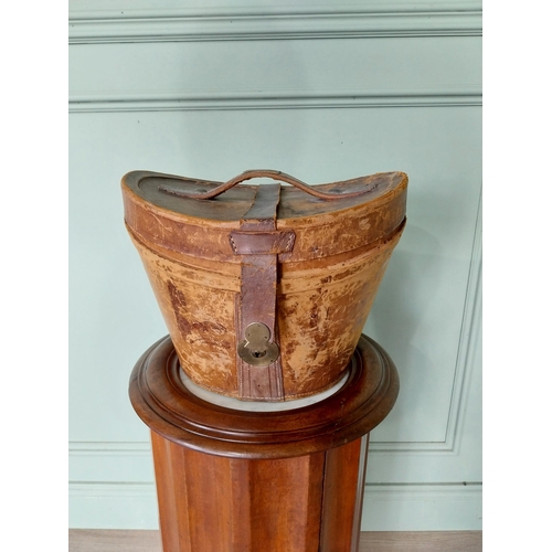 48 - Early  20th C. Keith Scott Dundee top hat in original leather case {25 cm H x 35 cm W x 33 cm D}.