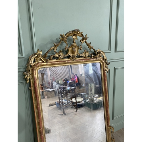 483 - 19th C. French decorative giltwood over mantle mirror {159 cm H x 109 cm W}.