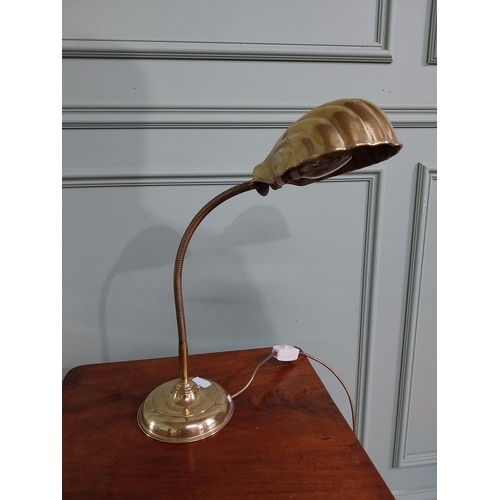 49 - Good quality 1940s brass scallop shell desk lamp {43 cm H x 42 cm W x 17 cm D}.