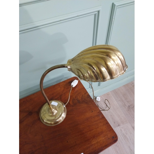 49 - Good quality 1940s brass scallop shell desk lamp {43 cm H x 42 cm W x 17 cm D}.