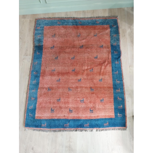 491 - Good quality Oriental decorative carpet with heavy pile {230 cm L x 180 cm W}.