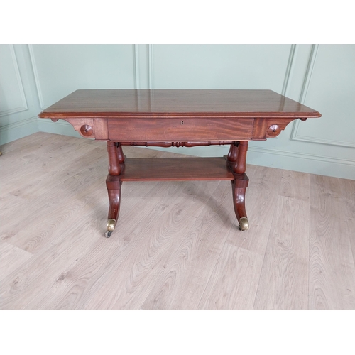 493 - Good quality Regency mahogany coffee table with single drawer in the frieze raised platform base, fo... 