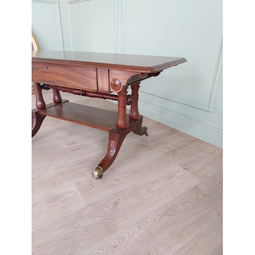 493 - Good quality Regency mahogany coffee table with single drawer in the frieze raised platform base, fo... 