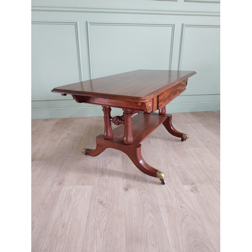 493 - Good quality Regency mahogany coffee table with single drawer in the frieze raised platform base, fo... 