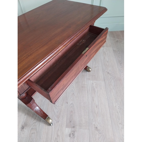 493 - Good quality Regency mahogany coffee table with single drawer in the frieze raised platform base, fo... 