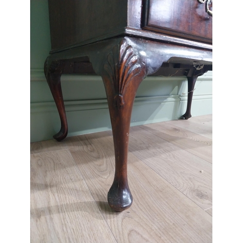 494 - 1950s mahogany bureau with three graduated drawers raised on cabriole legs {103 cm H x 79 cm W x 48 ... 