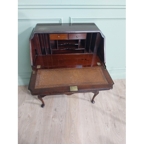 494 - 1950s mahogany bureau with three graduated drawers raised on cabriole legs {103 cm H x 79 cm W x 48 ... 