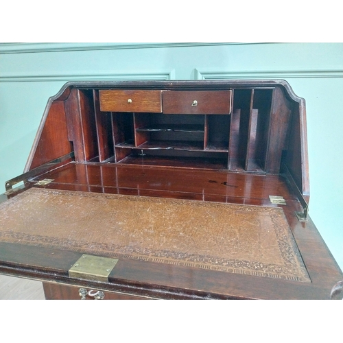 494 - 1950s mahogany bureau with three graduated drawers raised on cabriole legs {103 cm H x 79 cm W x 48 ... 