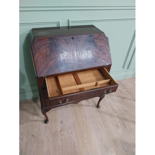 494 - 1950s mahogany bureau with three graduated drawers raised on cabriole legs {103 cm H x 79 cm W x 48 ... 